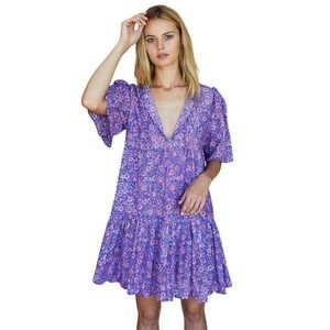 Emerson Fry Dress Isla Violet Wildflower Organic Mini Women's SIze Medium Purple